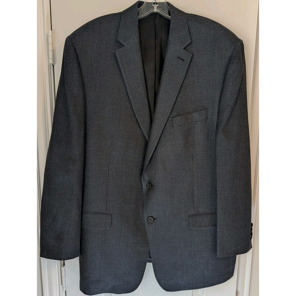 Lauren Ralph Lauren Men's Blazer Blue Cross Hatch 48 Regular‎ Wool/Silk Blend